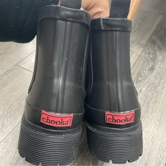 Chooka Plush Chelsea Rain Boots ankle women’s size  7 black - Picture 5 of 7